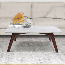 Load image into Gallery viewer, Faura 18" x 43.5" Rectangular Italian Carrara White Marble Table with Walnut Legs