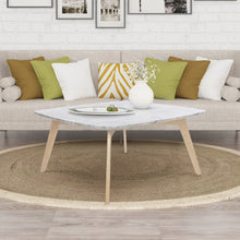 Load image into Gallery viewer, Vezzana 31" Square Italian Carrara White Marble Table with Oak Legs