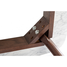 Load image into Gallery viewer, Avella 31" Round Italian Carrara White Marble Dining Table with Walnut Legs