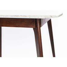 Load image into Gallery viewer, Senna 39" Square Italian Carrara White Marble Dining Table with Walnut Legs