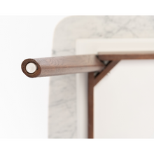 Load image into Gallery viewer, Senna 39" Square Italian Carrara White Marble Dining Table with Walnut Legs