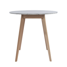 Load image into Gallery viewer, Avella 31" Round Italian Carrara White Marble Dining Table with Walnut Legs