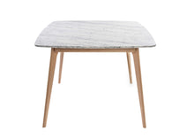 Load image into Gallery viewer, Senna 39" Square Italian Carrara White Marble Dining Table with Walnut Legs