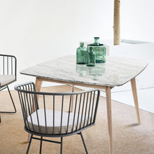 Load image into Gallery viewer, Senna 39" Square Italian Carrara White Marble with Oak Legs