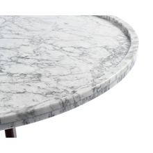 Load image into Gallery viewer, Cassara 31" Round Italian Carrara White Marble Coffee Table with Walnut Legs