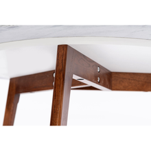 Load image into Gallery viewer, Stella 31" Round Italian Carrara White Marble Coffee Table with Walnut Legs