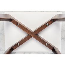 Load image into Gallery viewer, Faura 18" x 43.5" Rectangular Italian Carrara White Marble Table with Walnut Legs
