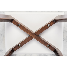 Load image into Gallery viewer, Vezzana 31" Square Italian Carrara White Marble Table with Walnut Legs