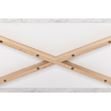 Load image into Gallery viewer, Faura 18" x 43.5" Rectangular Italian Carrara White Marble Table with Oak Legs