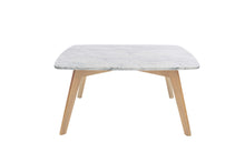Load image into Gallery viewer, Vezzana 31" Square Italian Carrara White Marble Table with Walnut Legs