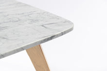 Load image into Gallery viewer, Vezzana 31" Square Italian Carrara White Marble Table with Oak Legs