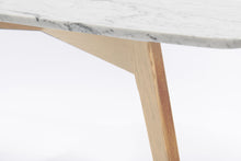 Load image into Gallery viewer, Vezzana 31" Square Italian Carrara White Marble Table with Oak Legs