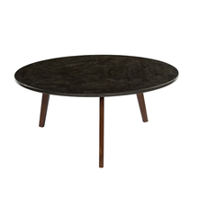 Load image into Gallery viewer, Stella 31" Round Italian Carrara White Marble Coffee Table with Walnut Legs