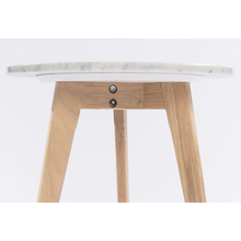 Load image into Gallery viewer, Cherie 15" Round Italian Carrara White Marble Table with Oak Legs