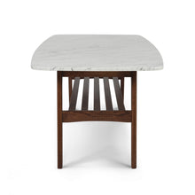 Load image into Gallery viewer, Laura 43" Rectangular Italian Carrara White Marble Coffee Table with Walnut Shelf