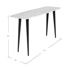 Load image into Gallery viewer, Campo 53" Rectangular Italian Carrara White Marble Console Table with Metal Legs
