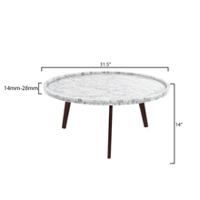 Load image into Gallery viewer, Cassara 31" Round Italian Carrara White Marble Coffee Table with Walnut Legs