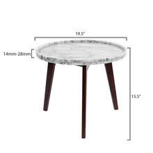 Load image into Gallery viewer, Cassara 19" Round Italian Carrara White Marble Side Table with Walnut Legs