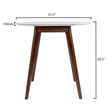Load image into Gallery viewer, Avella 31" Round Italian Carrara White Marble Dining Table with Walnut Legs