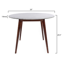 Load image into Gallery viewer, Avella 39" Round Italian Carrara White Marble Dining Table with Walnut Legs