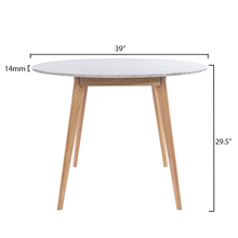 Load image into Gallery viewer, Avella 39" Round Italian Carrara White Marble Dining Table with Oak Legs