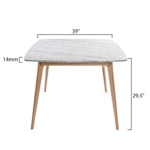 Load image into Gallery viewer, Senna 39" Square Italian Carrara White Marble with Oak Legs