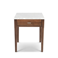 Load image into Gallery viewer, Alto 18" Square Italian Carrara White Marble Side Table with Walnut Leg