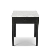 Load image into Gallery viewer, Alto 18" Square Italian Carrara White Marble Side Table with Walnut Leg