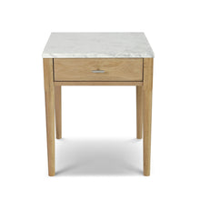 Load image into Gallery viewer, Alto 18" Square Italian Carrara White Marble Side Table with Walnut Leg