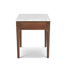 Load image into Gallery viewer, Alto 18" Square Italian Carrara White Marble Side Table with Walnut Leg