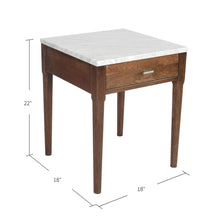 Load image into Gallery viewer, Alto 18" Square Italian Carrara White Marble Side Table with Walnut Leg