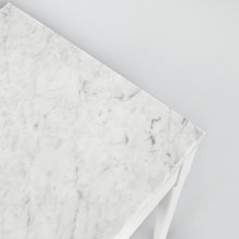 Load image into Gallery viewer, Alto 18" Square Italian Carrara White Marble Side Table with White Leg