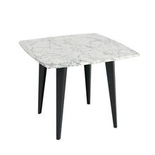 Load image into Gallery viewer, Soro 24" Square Italian Carrara White Marble Side Table with Metal Legs