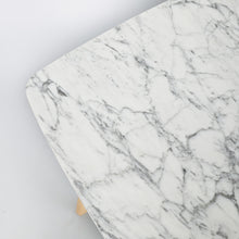 Load image into Gallery viewer, Cassoro 24" Square Italian Carrara White Marble Side Table with Oak Shelf