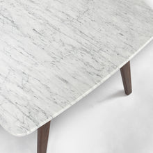 Load image into Gallery viewer, Cassoro 24" Square Italian Carrara White Marble Side Table with Walnut Shelf