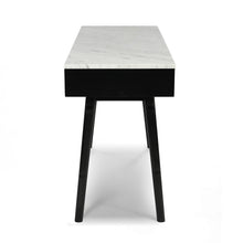 Load image into Gallery viewer, Viola 44" Rectangular Italian Carrara White Marble Writing Desk with Black Leg