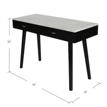 Load image into Gallery viewer, Viola 44" Rectangular Italian Carrara White Marble Writing Desk with Black Leg