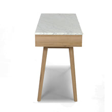 Load image into Gallery viewer, Viola 44" Rectangular Italian Carrara White Marble Writing Desk with Oak Leg