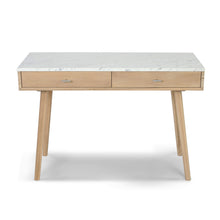 Load image into Gallery viewer, Viola 44" Rectangular Italian Carrara White Marble Writing Desk with White Leg