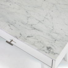 Load image into Gallery viewer, Viola 44" Rectangular Italian Carrara White Marble Writing Desk with White Leg