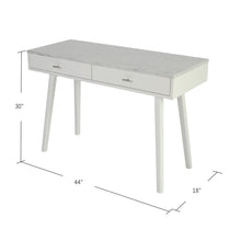 Load image into Gallery viewer, Viola 44" Rectangular Italian Carrara White Marble Writing Desk with White Leg