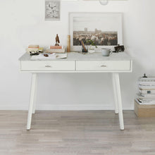 Load image into Gallery viewer, Viola 44" Rectangular Italian Carrara White Marble Writing Desk with White Leg