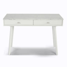 Load image into Gallery viewer, Viola 44" Rectangular Italian Carrara White Marble Writing Desk with Oak Leg