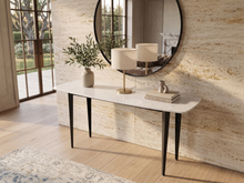 Load image into Gallery viewer, Milano 53" Rectangular Italian Carrara White Marble Console Table with Metal Legs