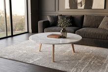 Load image into Gallery viewer, Andrea 31.5" Round Italian Carrara White Marble Coffee Table with Oak Legs