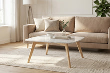 Load image into Gallery viewer, Riccardo 31" Square Italian Carrara White Marble Table with Oak Legs