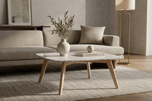 Load image into Gallery viewer, Riccardo 31" Square Italian Carrara White Marble Table with Oak Legs