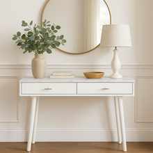 Load image into Gallery viewer, Luca 44" Rectangular Italian Carrara White Marble Writing Desk with White Leg
