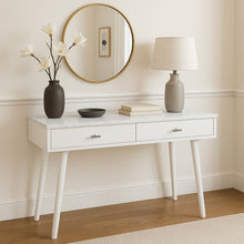 Load image into Gallery viewer, Luca 44" Rectangular Italian Carrara White Marble Writing Desk with White Leg