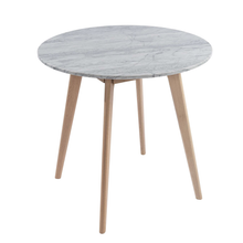 Load image into Gallery viewer, Avella 31&quot; Round Italian Carrara White Marble Dining Table with Oak Legs